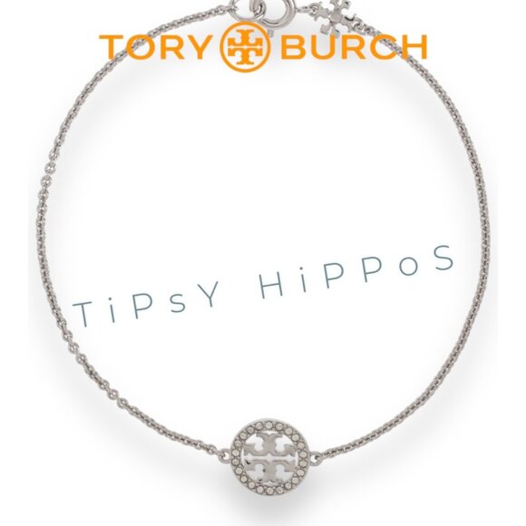 Tory Burch Silver Logo Paver Chain Bracelet For Women - Picture 4 of 5